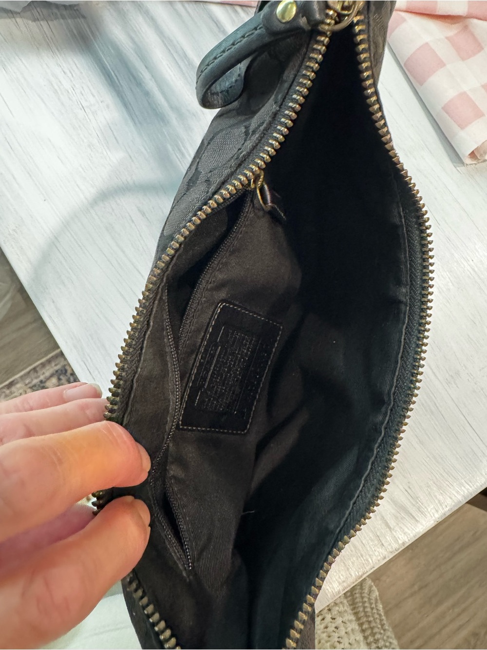 Coach Black Signature Crescent Hobo with Gold Hardware - Picture 8 of 8